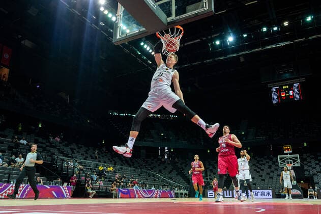 Basketball Split 29 06 2021 Olympic Qualification FIBA Olympic Qualifying Tournament 2020 Group Stage, Group A Germany GER Mexico MEX Moritz Wagner Germany, No 13 dunkt Jorge Camacho Mexico, No 15
