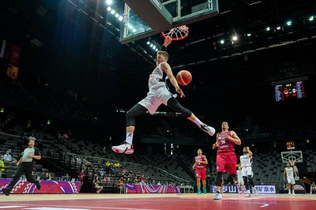 Basketball Split 29 06 2021 Olympic Qualification FIBA Olympic Qualifying Tournament 2020 Group Stage, Group A Germany GER Mexico MEX Moritz Wagner Germany, No 13 dunkt Jorge Camacho Mexico, No 15