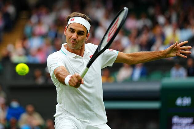Mandatory Credit: Photo by Javier Garcia BPI Shutterstock (12173633gq) Roger Federer during his first round match Wimbledon Tennis Championships, Day 2, The All England Lawn Tennis and Croquet Club, London, UK - 29 Jun 2021 Wimbledon Tennis Championships, Day 2, The All England Lawn Tennis and Croquet Club, London, UK - 29 Jun 2021  Copyright: xJavierxGarcia BPI Shutterstockx 12173633gq