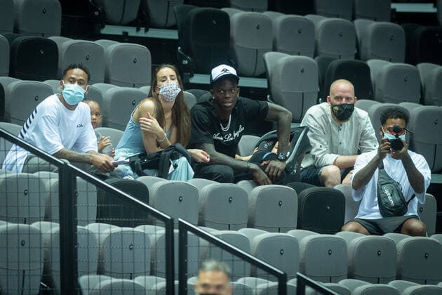 Basketball Split 29 06 2021 Olympic Qualification FIBA Olympic Qualifying Tournament 2020 Group Stage, Group A Germany GER Mexico MEX Dennis Schröder Schroeder Germany with family in the stands as spectators wife Ellen and children