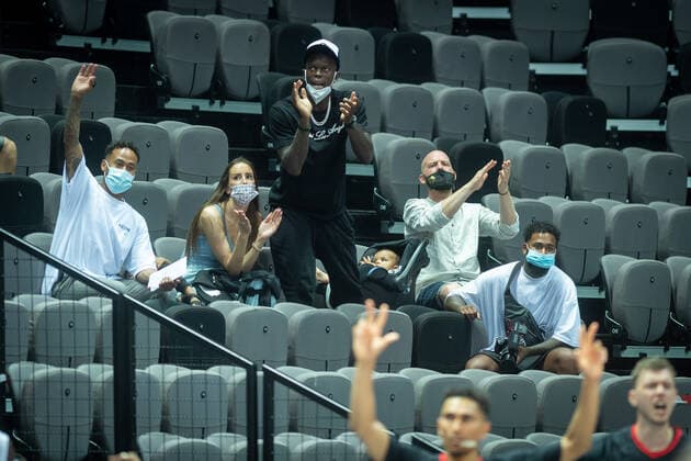 Basketball Split 29 06 2021 Olympic Qualification FIBA Olympic Qualifying Tournament 2020 Group Stage, Group A Germany GER Mexico MEX Dennis Schröder Schroeder Germany with family in the stands as spectators wife Ellen and children