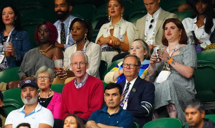 Mandatory Credit: Photo by Javier Garcia BPI Shutterstock (12173633jg) Laura Mvula, Nicola Coughlan and Camilla Whitehill watching the action on Centre Court Wimbledon Tennis Championships, Day 2, The All England Lawn Tennis and Croquet Club, London, UK - 29 Jun 2021 Wimbledon Tennis Championships, Day 2, The All England Lawn Tennis and Croquet Club, London, UK - 29 Jun 2021  Copyright: xJavierxGarcia BPI Shutterstockx 12173633jg