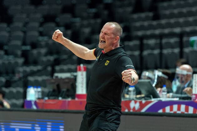 Basketball Split 29 06 2021 Olympic Qualification FIBA Olympic Qualifying Tournament 2020 Group Stage, Group A Germany GER Mexico MEX Henrik Rödl Germany, national coach Rodl Roedl cheering