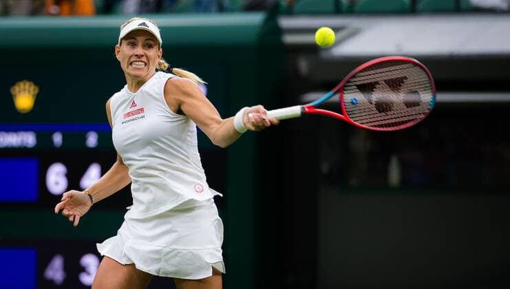 Mandatory Credit: Photo by Rob Prange Shutterstock (12173634ee) Angelique Kerber of Germany in action during the first round of the 2021 Wimbledon Championships Grand Slam tennis tournament Wimbledon Tennis Championships, Day 2, The All England Lawn Tennis and Croquet Club, London, UK - 29 Jun 2021 Wimbledon Tennis Championships, Day 2, The All England Lawn Tennis and Croquet Club, London, UK - 29 Jun 2021  Copyright: xRobxPrange Shutterstockx 12173634ee
