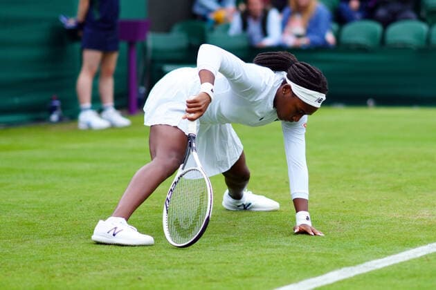 Mandatory Credit: Photo by Javier Garcia BPI Shutterstock (12173633kl) Coco Gauff during her first round match Wimbledon Tennis Championships, Day 2, The All England Lawn Tennis and Croquet Club, London, UK - 29 Jun 2021 Wimbledon Tennis Championships, Day 2, The All England Lawn Tennis and Croquet Club, London, UK - 29 Jun 2021  Copyright: xJavierxGarcia BPI Shutterstockx 12173633kl