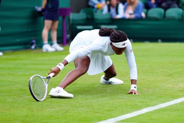Mandatory Credit: Photo by Javier Garcia BPI Shutterstock (12173633kp) Coco Gauff during her first round match Wimbledon Tennis Championships, Day 2, The All England Lawn Tennis and Croquet Club, London, UK - 29 Jun 2021 Wimbledon Tennis Championships, Day 2, The All England Lawn Tennis and Croquet Club, London, UK - 29 Jun 2021  Copyright: xJavierxGarcia BPI Shutterstockx 12173633kp