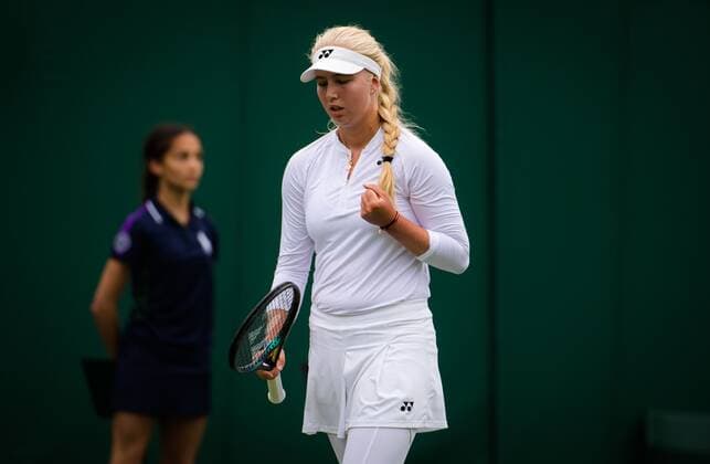 Mandatory Credit: Photo by Rob Prange Shutterstock (12173634ff) Clara Tauson of Denmark in action during the first round of the 2021 Wimbledon Championships Grand Slam tennis tournament Wimbledon Tennis Championships, Day 2, The All England Lawn Tennis and Croquet Club, London, UK - 29 Jun 2021 Wimbledon Tennis Championships, Day 2, The All England Lawn Tennis and Croquet Club, London, UK - 29 Jun 2021  Copyright: xRobxPrange Shutterstockx 12173634ff