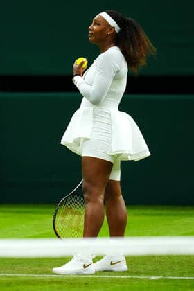 Mandatory Credit: Photo by Javier Garcia BPI Shutterstock (12173633mf) Serena Williams emotional before serving during her first round match Wimbledon Tennis Championships, Day 2, The All England Lawn Tennis and Croquet Club, London, UK - 29 Jun 2021 Wimbledon Tennis Championships, Day 2, The All England Lawn Tennis and Croquet Club, London, UK - 29 Jun 2021  Copyright: xJavierxGarcia BPI Shutterstockx 12173633mf