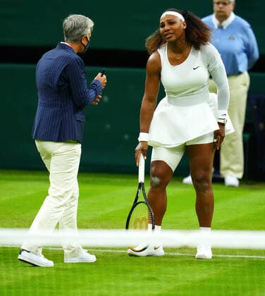 Mandatory Credit: Photo by Javier Garcia BPI Shutterstock (12173633nf) Serena Williams emotional after having to retire hurt in her first round match Wimbledon Tennis Championships, Day 2, The All England Lawn Tennis and Croquet Club, London, UK - 29 Jun 2021 Wimbledon Tennis Championships, Day 2, The All England Lawn Tennis and Croquet Club, London, UK - 29 Jun 2021  Copyright: xJavierxGarcia BPI Shutterstockx 12173633nf