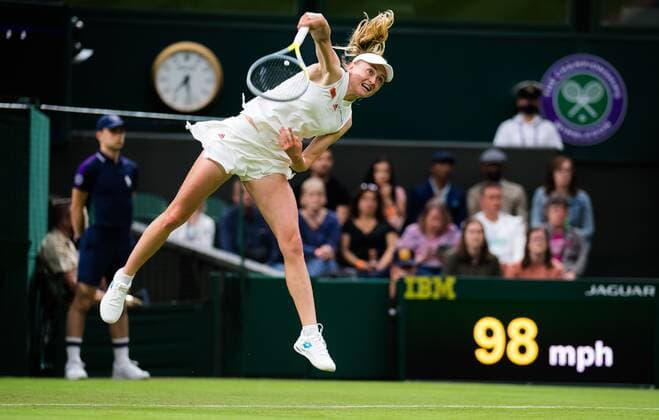 Mandatory Credit: Photo by Rob Prange Shutterstock (12173634ge) Aliaksandra Sasnovich of Belarus in action during the first round of the 2021 Wimbledon Championships Grand Slam tennis tournament Wimbledon Tennis Championships, Day 2, The All England Lawn Tennis and Croquet Club, London, UK - 29 Jun 2021 Wimbledon Tennis Championships, Day 2, The All England Lawn Tennis and Croquet Club, London, UK - 29 Jun 2021  Copyright: xRobxPrange Shutterstockx 12173634ge