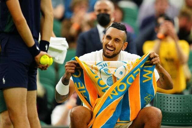 Mandatory Credit: Photo by Javier Garcia BPI Shutterstock (12173633qe) Nick Kyrios during his first round match Wimbledon Tennis Championships, Day 2, The All England Lawn Tennis and Croquet Club, London, UK - 29 Jun 2021 Wimbledon Tennis Championships, Day 2, The All England Lawn Tennis and Croquet Club, London, UK - 29 Jun 2021  Copyright: xJavierxGarcia BPI Shutterstockx 12173633qe