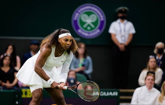 June 29, 2021, LONDON, GREAT BRITAIN: Serena Williams of the United States in action during the first round of the 2021 Wimbledon Championships Grand Slam tennis tournament against Aliaksandra Sasnovich of Belarus LONDON GREAT BRITAIN - ZUMAa181 20210629_zaa_a181_190 Copyright: xRobxPrangex