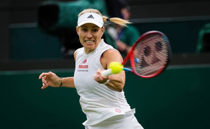 June 29, 2021, LONDON, GREAT BRITAIN: Angelique Kerber of Germany in action during the first round of the 2021 Wimbledon Championships Grand Slam tennis tournament against Nina Stojanovic of Serbia LONDON GREAT BRITAIN - ZUMAa181 20210629_zaa_a181_043 Copyright: xRobxPrangex