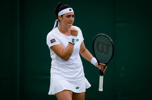 June 29, 2021, LONDON, GREAT BRITAIN: Ons Jabeur of Tunisia in action during the first round of the 2021 Wimbledon Championships Grand Slam tennis tournament against Rebecca Peterson of Sweden LONDON GREAT BRITAIN - ZUMAa181 20210629_zaa_a181_085 Copyright: xRobxPrangex