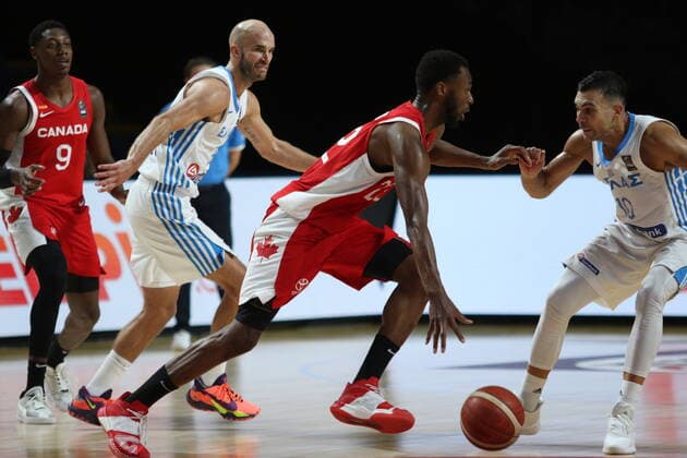 June 29, 2021, Victoria, BC, Canada: Canada s Andrew Wiggins looks for an open man as Greece players try to steal during second half FIBA Men s Olympic Qualifying basketball action at Memorial Arena in Victoria, Tuesday, June 29, 2021. Andrew Wiggins  - ZUMAc35_ 20210629_zaf_c35_033 Copyright: xChadxHipolitox