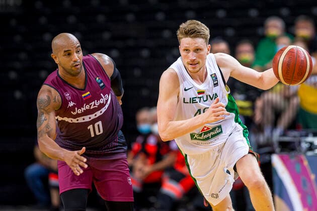 2021-06-29 Kaunas Lithuania. Lithuania basketball team plays Venesuela in olympic qualifier tournament in Kaunas. Kaunas Lithuania lietuva-venesuela-60db5c87dbec3  Copyright: xRokasxLukoseviciusx basketball olympics lithuania