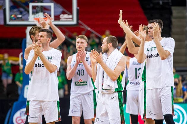 2021-06-29 Kaunas Lithuania. Lithuania basketball team plays Venesuela in olympic qualifier tournament in Kaunas. Kaunas Lithuania lietuva-venesuela-60db630b86805  Copyright: xRokasxLukoseviciusx basketball olympics lithuania