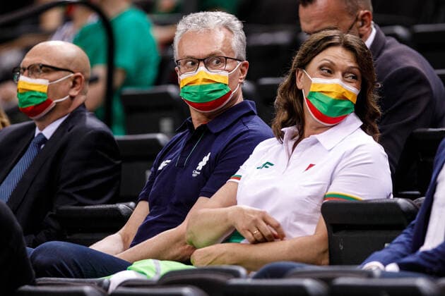 2021-06-29 Kaunas Lithuania. Lithuania basketball team plays Venesuela in olympic qualifier tournament in Kaunas. Kaunas Lithuania lietuvos-krepsinio-rinktines-sirgaliai-zalgirio-arenoje-60db4d1d8ceae  Copyright: xErikasxOvÄarenkox basketball olympics lithuania