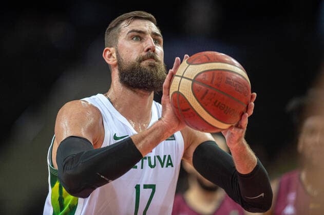 (210630) -- KAUNAS, June 30, 2021 -- Jonas Valanciunas of Lithuania competes during FIBA Olympic Qualifyng Tournament basketball match between Lithuania and Venezuela in Kaunas, Lithuania, June 29, 2021. (Photo by Xinhua) (SP)LITHUANIA-KAUNAS-BASKETBALL-FIBA OQT-LITHUANIA VS VENEZUELA AlfredasxPliadis 