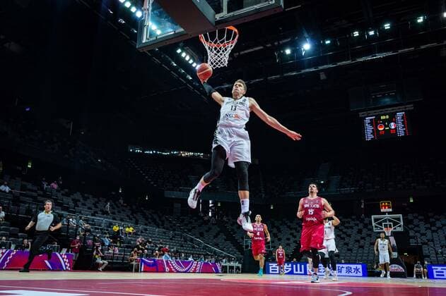 Basketball Split 29 06 2021 Olympic Qualification FIBA Olympic Qualifying Tournament 2020 Group Stage, Group A Germany GER Mexico MEX Moritz Wagner Germany, No 13 dunkt Jorge Camacho Mexico, No 15
