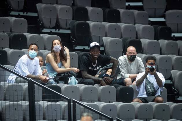 Basketball Split 29 06 2021 Olympic Qualifying FIBA Olympic Qualifying Tournament 2020 Group Stage, Group A Germany GER Mexico MEX Dennis SchrËÜder Schroeder Germany with family on the TribÂ¸ne as spectators wife Ellen and children.