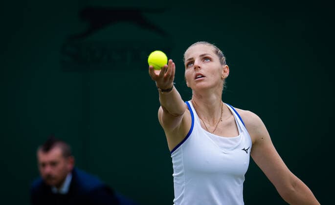 Mandatory Credit: Photo by Rob Prange Shutterstock (12189892al) Kristyna Pliskova of the Czech Republic in action during the first round of the 2021 Wimbledon Championships Grand Slam tennis tournament Wimbledon Tennis Championships, Day 3, The All England Lawn Tennis and Croquet Club, London, UK - 30 Jun 2021 Wimbledon Tennis Championships, Day 3, The All England Lawn Tennis and Croquet Club, London, UK - 30 Jun 2021  Copyright: xRobxPrange Shutterstockx 12189892al