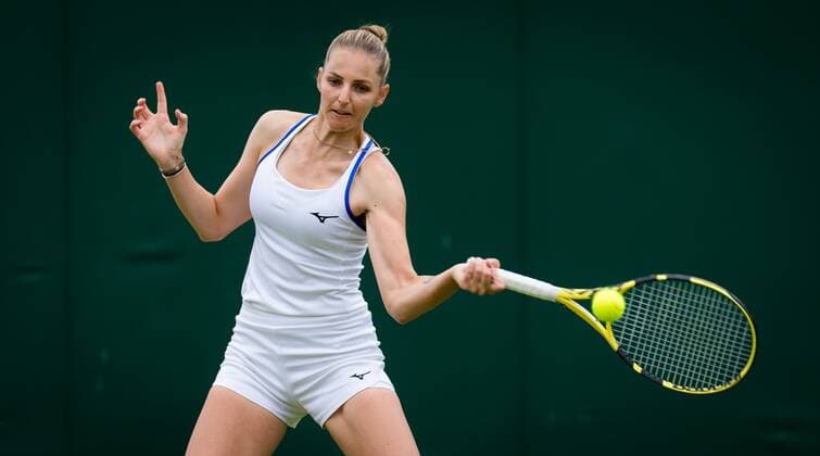 Mandatory Credit: Photo by Rob Prange Shutterstock (12189892aa) Kristyna Pliskova of the Czech Republic in action during the first round of the 2021 Wimbledon Championships Grand Slam tennis tournament Wimbledon Tennis Championships, Day 3, The All England Lawn Tennis and Croquet Club, London, UK - 30 Jun 2021 Wimbledon Tennis Championships, Day 3, The All England Lawn Tennis and Croquet Club, London, UK - 30 Jun 2021  Copyright: xRobxPrange Shutterstockx 12189892aa