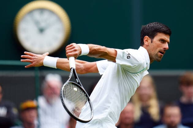 Mandatory Credit: Photo by Javier Garcia BPI Shutterstock (12189891o) Novak Djokovic during his second round match Wimbledon Tennis Championships, Day 3, The All England Lawn Tennis and Croquet Club, London, UK - 30 Jun 2021 Wimbledon Tennis Championships, Day 3, The All England Lawn Tennis and Croquet Club, London, UK - 30 Jun 2021  Copyright: xJavierxGarcia BPI Shutterstockx 12189891o