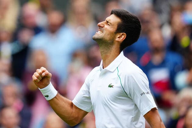 Mandatory Credit: Photo by Javier Garcia BPI Shutterstock (12189891cz) Novak Djokovic celebrates victory in his second round match Wimbledon Tennis Championships, Day 3, The All England Lawn Tennis and Croquet Club, London, UK - 30 Jun 2021 Wimbledon Tennis Championships, Day 3, The All England Lawn Tennis and Croquet Club, London, UK - 30 Jun 2021  Copyright: xJavierxGarcia BPI Shutterstockx 12189891cz