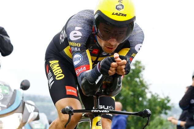 LAVAL ESPACE MAYENNE, FRANCE - JUNE 30 : ROGLIC Primoz (SLO) of JUMBO-VISMA during stage 5 of the 108th edition of the 2021 Tour de France cycling race, an individual time trial of 27,2 kms between Change and Laval Espace Mayenne on June 30, 2021 in Laval Espace Mayenne, France, 30 06 2021 CYCLISME : 108e edition Tour de France 2021 Etape 5 - Change a Laval Espace Mayenne - 30 06 2021 Photonews Panoramic 