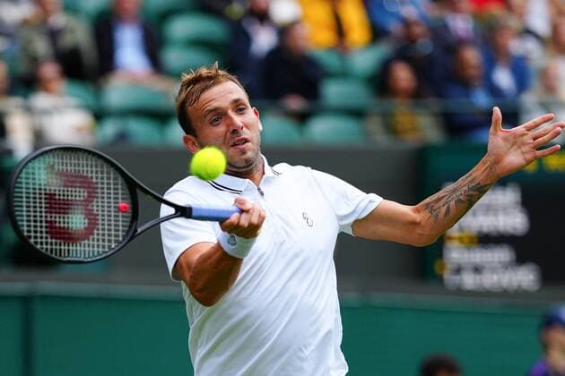 Mandatory Credit: Photo by Javier Garcia BPI Shutterstock (12189891em) Dan Evans during his second round match Wimbledon Tennis Championships, Day 3, The All England Lawn Tennis and Croquet Club, London, UK - 30 Jun 2021 Wimbledon Tennis Championships, Day 3, The All England Lawn Tennis and Croquet Club, London, UK - 30 Jun 2021  Copyright: xJavierxGarcia BPI Shutterstockx 12189891em