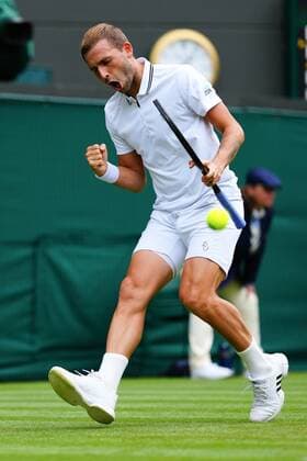 Mandatory Credit: Photo by Javier Garcia BPI Shutterstock (12189891fc) Dan Evans during his second round match Wimbledon Tennis Championships, Day 3, The All England Lawn Tennis and Croquet Club, London, UK - 30 Jun 2021 Wimbledon Tennis Championships, Day 3, The All England Lawn Tennis and Croquet Club, London, UK - 30 Jun 2021  Copyright: xJavierxGarcia BPI Shutterstockx 12189891fc