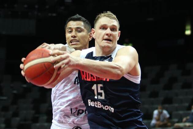 PXL_Mexico v Russia - Group A: 2020 FIBA Men s Olympic Qualifying Tournaments SPLIT, CROATIA - JUNE 30: Timofey Mozgov of Russia in action during the 2020 FIBA Men s Olympic Qualifying Tournament game between Mexico and Russia at Spaladium Arena on June 30, 2021 in Split, Croatia. IvoxCagalj PIXSELL