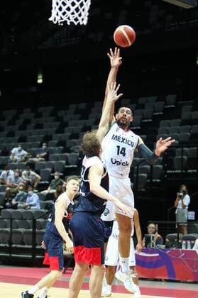 PXL_Mexico v Russia - Group A: 2020 FIBA Men s Olympic Qualifying Tournaments SPLIT, CROATIA - JUNE 30: Gustavo Ayon of Mexico goes to the hoop during the 2020 FIBA Men s Olympic Qualifying Tournament game between Mexico and Russia at Spaladium Arena on June 30, 2021 in Split, Croatia. IvoxCagalj PIXSELL