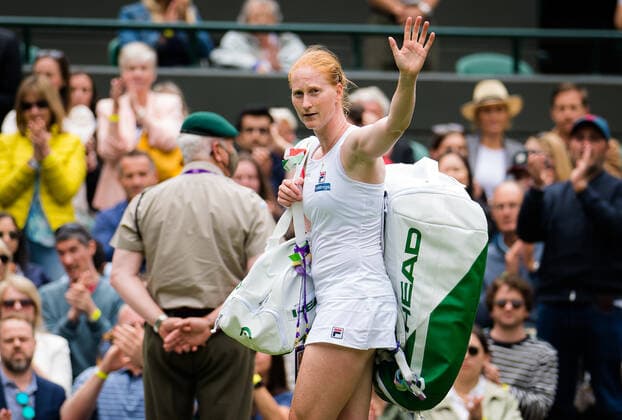 June 30, 2021: Alison Van Uytvanck of Belgium in action during the first round of the 2021 Wimbledon Championships Grand Slam tennis tournament against Elina Svitolina of the Ukraine - ZUMAa181 20210630_zaa_a181_097 Copyright: xRobxPrangex