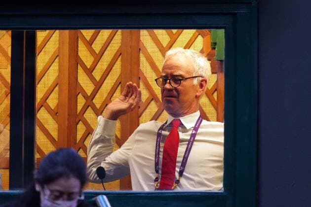 Mandatory Credit: Photo by Shutterstock (12190134fc) John McEnroe in the commentary box Wimbledon Tennis Championships, Day 3, The All England Lawn Tennis and Croquet Club, London, UK - 30 Jun 2021 Wimbledon Tennis Championships, Day 3, The All England Lawn Tennis and Croquet Club, London, UK - 30 Jun 2021  Copyright: xShutterstockx 12190134fc