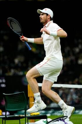 Mandatory Credit: Photo by Shutterstock (12190134fn) Andy Murray celebrates during his second round match Wimbledon Tennis Championships, Day 3, The All England Lawn Tennis and Croquet Club, London, UK - 30 Jun 2021 Wimbledon Tennis Championships, Day 3, The All England Lawn Tennis and Croquet Club, London, UK - 30 Jun 2021  Copyright: xShutterstockx 12190134fn