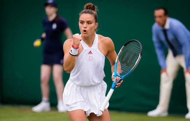 Mandatory Credit: Photo by Rob Prange Shutterstock (12189892hg) Maria Sakkari of Greece in action during the second round of the 2021 Wimbledon Championships Grand Slam tennis tournament Wimbledon Tennis Championships, Day 3, The All England Lawn Tennis and Croquet Club, London, UK - 30 Jun 2021 Wimbledon Tennis Championships, Day 3, The All England Lawn Tennis and Croquet Club, London, UK - 30 Jun 2021  Copyright: xRobxPrange Shutterstockx 12189892hg