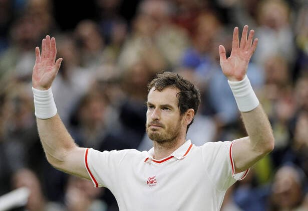 Mandatory Credit: Photo by Shutterstock (12190133at) Andy Murray of Great Britain celebrates match point Wimbledon Tennis Championships, Day 3, The All England Lawn Tennis and Croquet Club, London, UK - 30 Jun 2021 Wimbledon Tennis Championships, Day 3, The All England Lawn Tennis and Croquet Club, London, UK - 30 Jun 2021  Copyright: xShutterstockx 12190133at