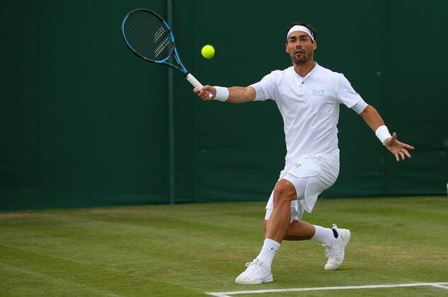 Mandatory Credit: Photo by Shutterstock (12190133cm) Fabio Fognini of Italy in action Wimbledon Tennis Championships, Day 3, The All England Lawn Tennis and Croquet Club, London, UK - 30 Jun 2021 Wimbledon Tennis Championships, Day 3, The All England Lawn Tennis and Croquet Club, London, UK - 30 Jun 2021  Copyright: xShutterstockx 12190133cm