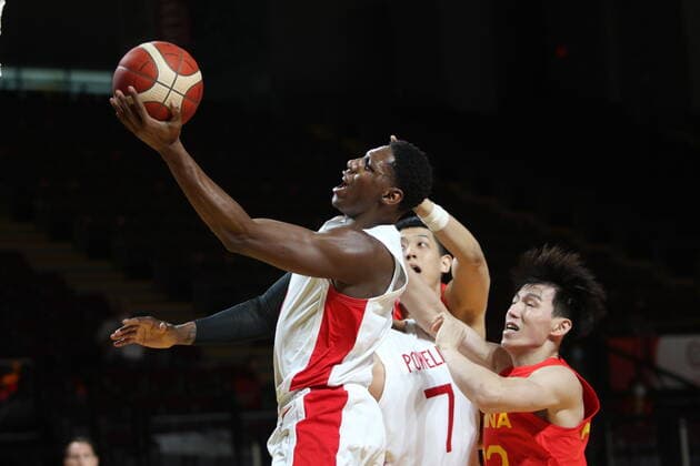 June 30, 2021, Victoria, BC, Canada: Canada s RJ Barrett drives to the net against China during the first half of FIBA Men s Olympic Qualifying basketball action at Memorial Arena in Victoria, B.C., on Wednesday, June 30, 2021. RJ Barrett,Qian Wu,  - ZUMAc35_ 20210630_zaf_c35_058 Copyright: xChadxHipolitox