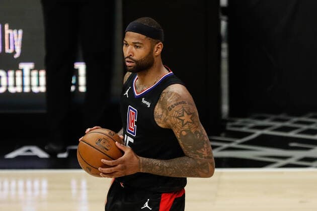 LOS ANGELES, CA - JUNE 30: LA Clippers center DeMarcus Cousins (15) during game 6 of the NBA, Basketball Herren, USA Western Conference Final between the Phoenix Suns and the Los Angeles Clippers on June 30, 2021, at Staples Center in Los Angeles, CA. (Photo by Jevone Moore Icon Sportswire) NBA: JUN 30 Western Conference Final - Suns at Clippers Icon210630064