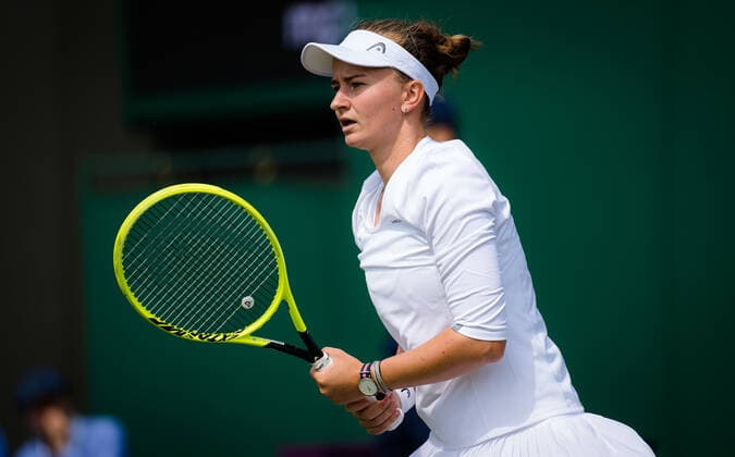 July 1, 2021: Barbora Krejcikova of the Czech Republic in action during the second round of the 2021 Wimbledon Championships Grand Slam tennis tournament against Andrea Petkovic of Germany - ZUMAa181 20210701_zaa_a181_061 Copyright: xRobxPrangex