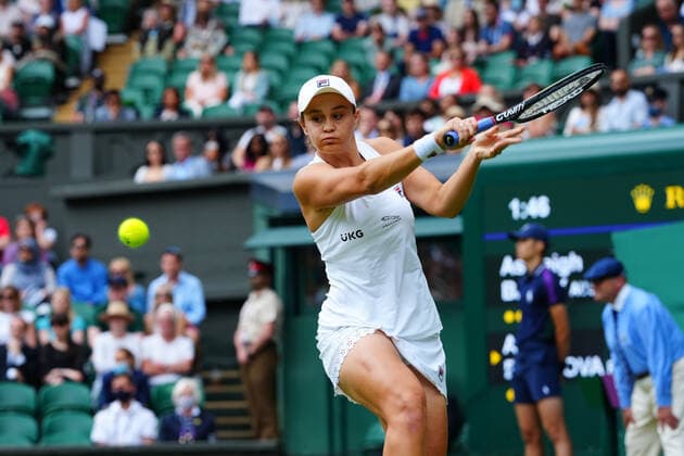 Mandatory Credit: Photo by Javier Garcia Shutterstock (12191440g) Ashleigh Barty during her second round match Wimbledon Tennis Championships, Day 4, The All England Lawn Tennis and Croquet Club, London, UK - 01 Jul 2021 Wimbledon Tennis Championships, Day 4, The All England Lawn Tennis and Croquet Club, London, UK - 01 Jul 2021  Copyright: xJavierxGarcia Shutterstockx 12191440g