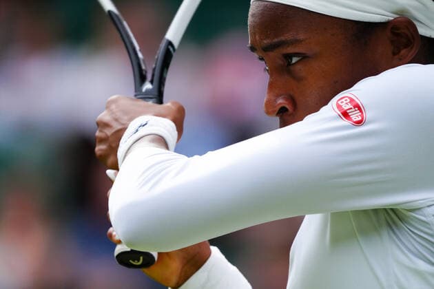 Mandatory Credit: Photo by Javier Garcia Shutterstock (12191440cq) Coco Gauff during her second round match Wimbledon Tennis Championships, Day 4, The All England Lawn Tennis and Croquet Club, London, UK - 01 Jul 2021 Wimbledon Tennis Championships, Day 4, The All England Lawn Tennis and Croquet Club, London, UK - 01 Jul 2021  Copyright: xJavierxGarcia Shutterstockx 12191440cq