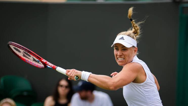 Mandatory Credit: Photo by Rob Prange Shutterstock (12191441be) Angelique Kerber of Germany in action during the second round of the 2021 Wimbledon Championships Grand Slam tennis tournament Wimbledon Tennis Championships, Day 4, The All England Lawn Tennis and Croquet Club, London, UK - 01 Jul 2021 Wimbledon Tennis Championships, Day 4, The All England Lawn Tennis and Croquet Club, London, UK - 01 Jul 2021  Copyright: xRobxPrange Shutterstockx 12191441be