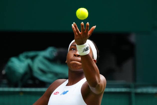 Mandatory Credit: Photo by Javier Garcia Shutterstock (12191440dy) Coco Gauff during her second round match Wimbledon Tennis Championships, Day 4, The All England Lawn Tennis and Croquet Club, London, UK - 01 Jul 2021 Wimbledon Tennis Championships, Day 4, The All England Lawn Tennis and Croquet Club, London, UK - 01 Jul 2021  Copyright: xJavierxGarcia Shutterstockx 12191440dy