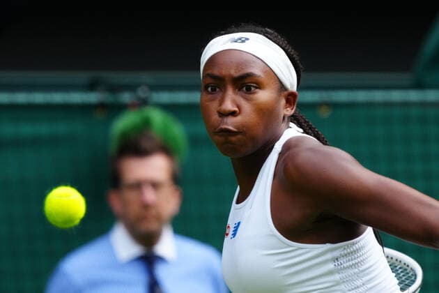 Mandatory Credit: Photo by Javier Garcia Shutterstock (12191440dp) Coco Gauff during her second round match Wimbledon Tennis Championships, Day 4, The All England Lawn Tennis and Croquet Club, London, UK - 01 Jul 2021 Wimbledon Tennis Championships, Day 4, The All England Lawn Tennis and Croquet Club, London, UK - 01 Jul 2021  Copyright: xJavierxGarcia Shutterstockx 12191440dp