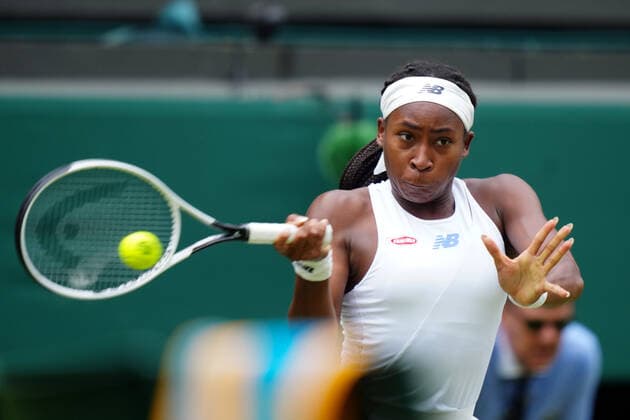 Mandatory Credit: Photo by Shutterstock (12191444u) Coco Gauff during her second round match Wimbledon Tennis Championships, Day 4, The All England Lawn Tennis and Croquet Club, London, UK - 01 Jul 2021 Wimbledon Tennis Championships, Day 4, The All England Lawn Tennis and Croquet Club, London, UK - 01 Jul 2021  Copyright: xShutterstockx 12191444u