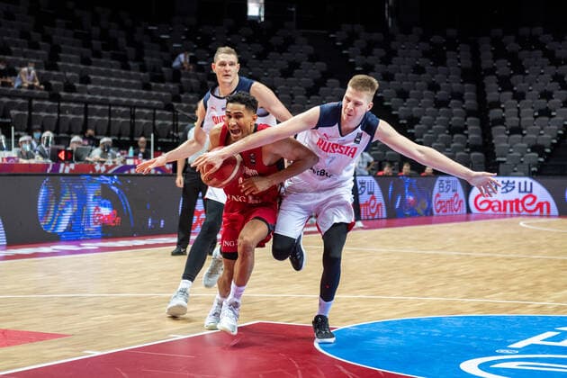 Basketball Split 01 07 2021 Olympic Qualification FIBA Olympic Qualifying Tournament 2020 Group Stage, Group A Russia RUS Germany GER Maodo Lo Germany, No 04 Anton Kardanakhishvili Russia, No 07